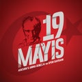 19 mayis Ataturkâu anma, genclik ve spor bayrami vector illustration. 19 may vector Royalty Free Stock Photo